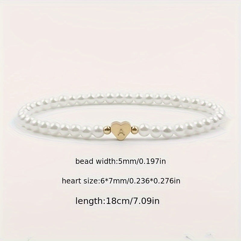 Chic Bracelet with Heart Initial (A–Z)