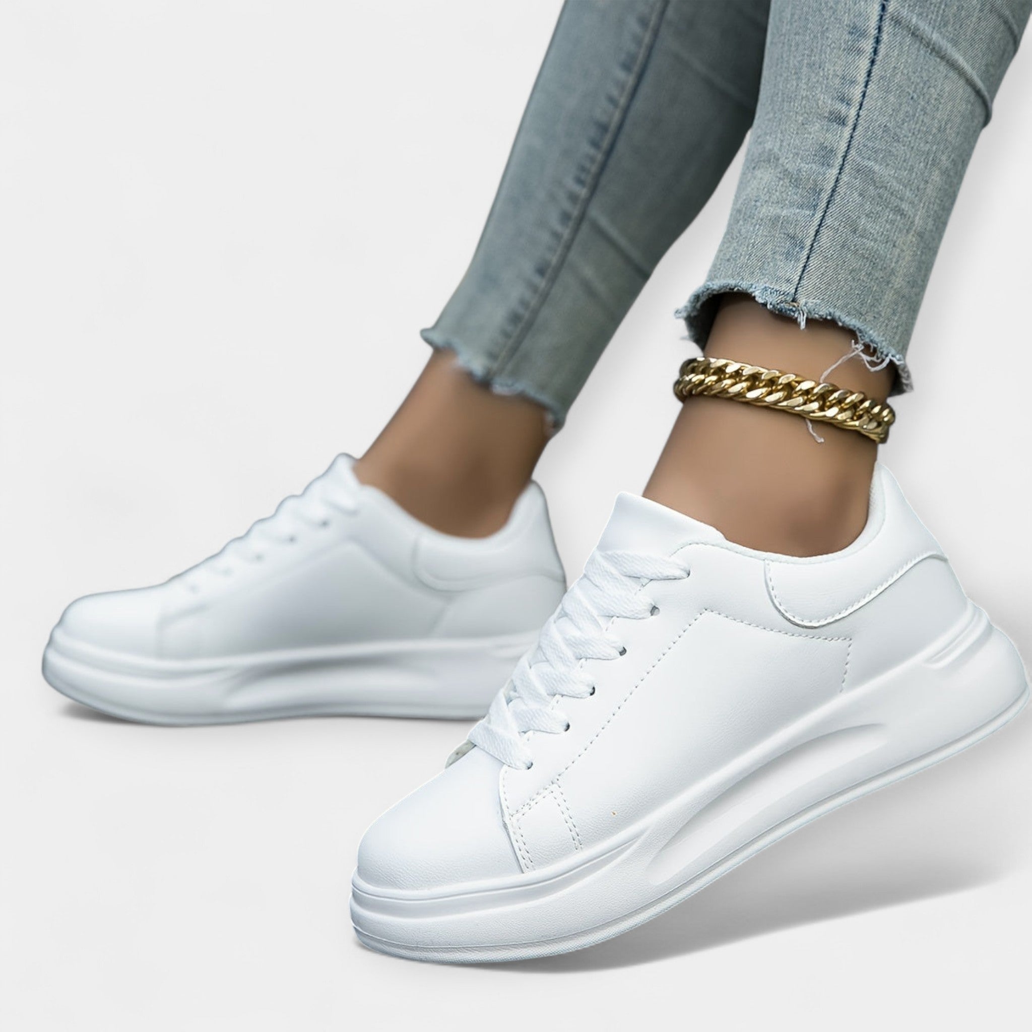 Alisa | White Leather Trainers