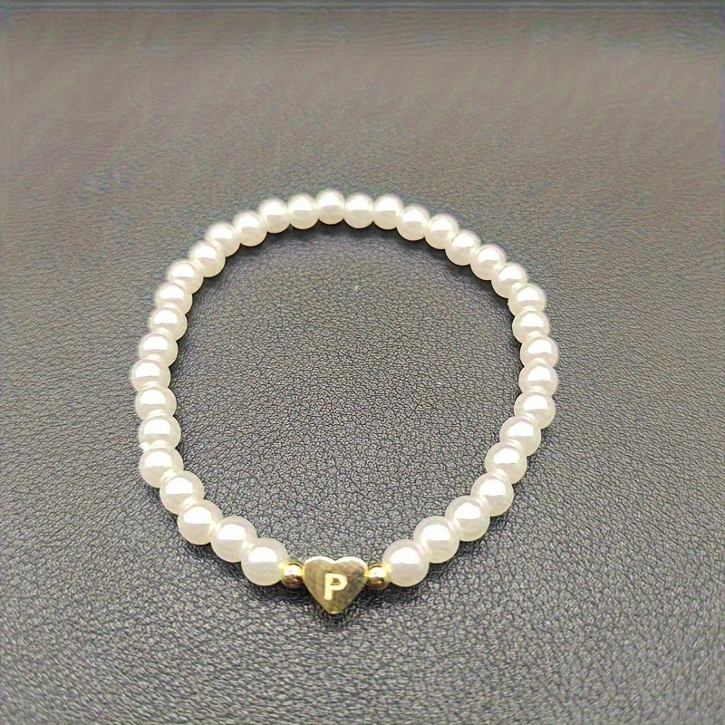 Chic Bracelet with Heart Initial (A–Z)