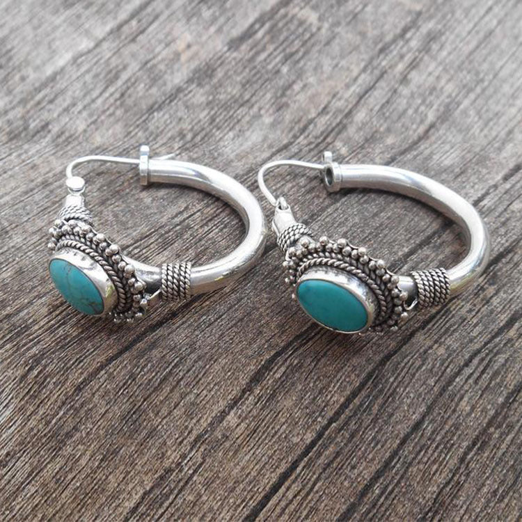 Elegant Silver Sterling Earrings with Turquoise