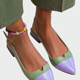 Alara | Pointed Toe Ballerinas with Two-Tone Details