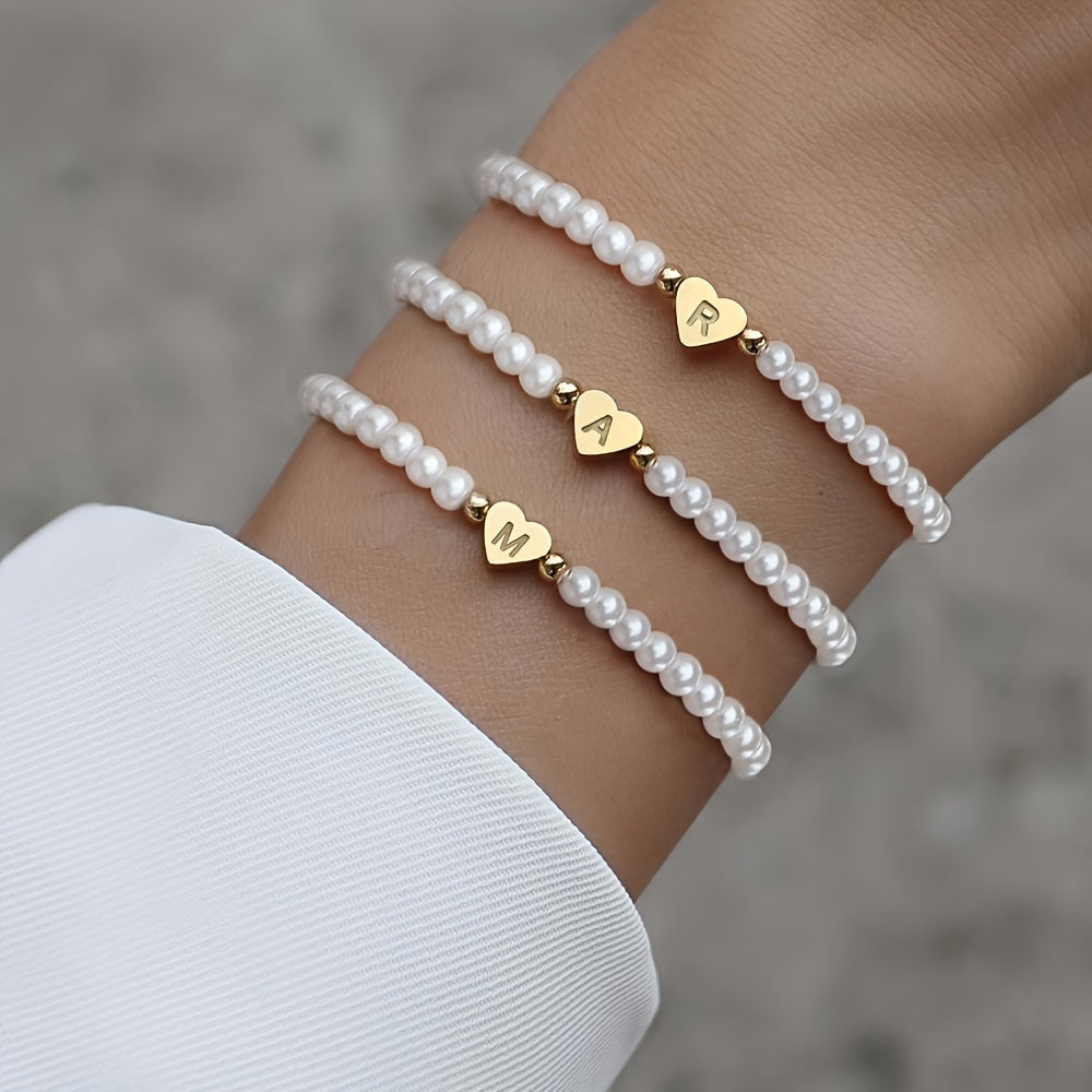 Chic Bracelet with Heart Initial (A–Z)