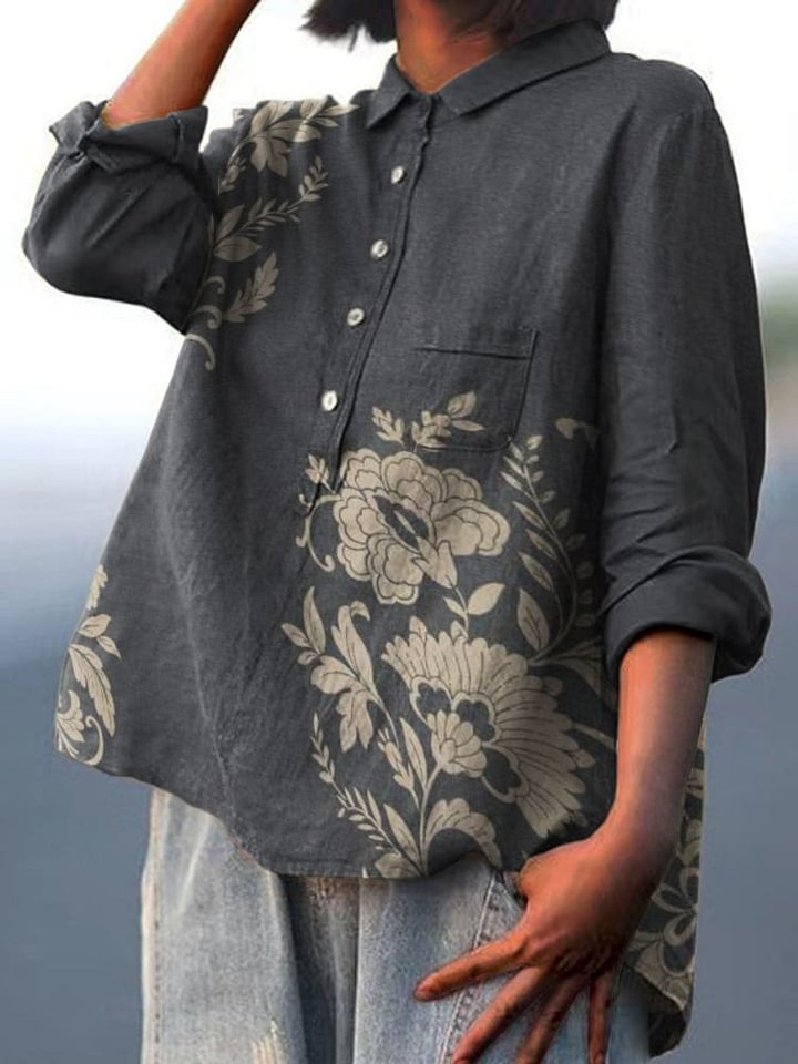 Vivienne | Women's Vintage Floral Pattern Everyday Shirt