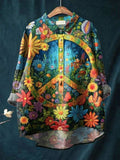 Sylvie | Women's Artistic Floral Meadow Print Casual Shirt