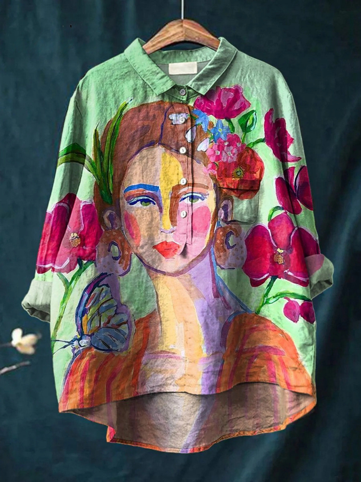 Amaris | Oil Painting of a Woman's Portrait Art Printed Women's Casual Shirt