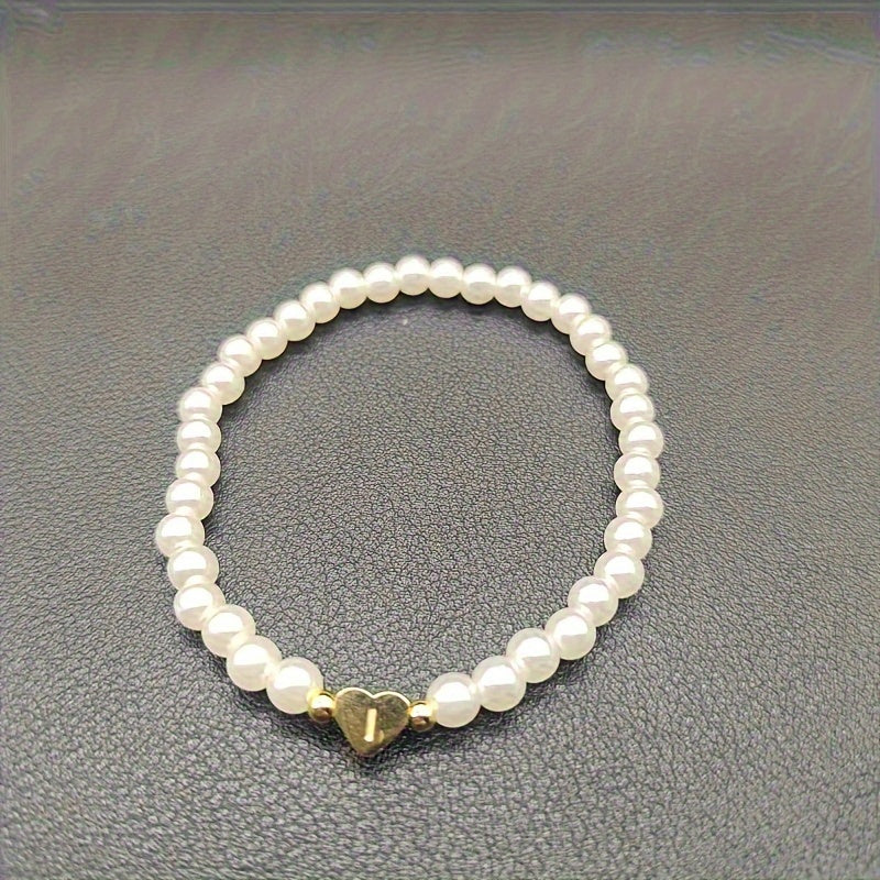 Chic Bracelet with Heart Initial (A–Z)
