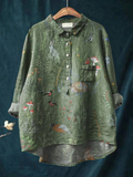 Averill | Meadow and Animals Repeated Pattern Printed Women's Everyday Shirt