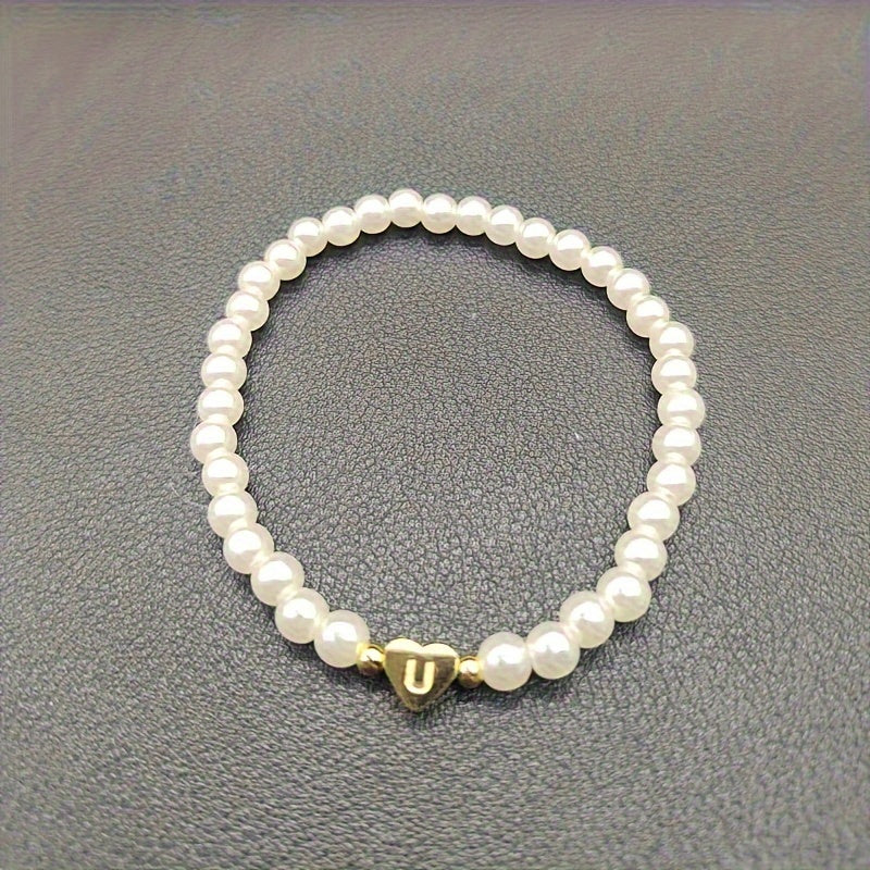 Chic Bracelet with Heart Initial (A–Z)