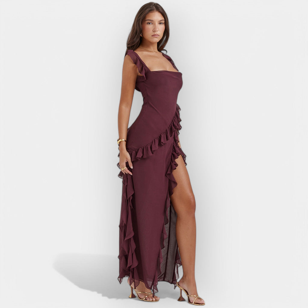 Celeste | Dress with Split and Ruffles