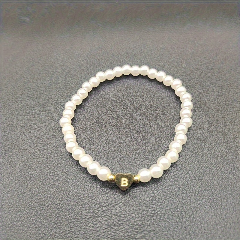 Chic Bracelet with Heart Initial (A–Z)