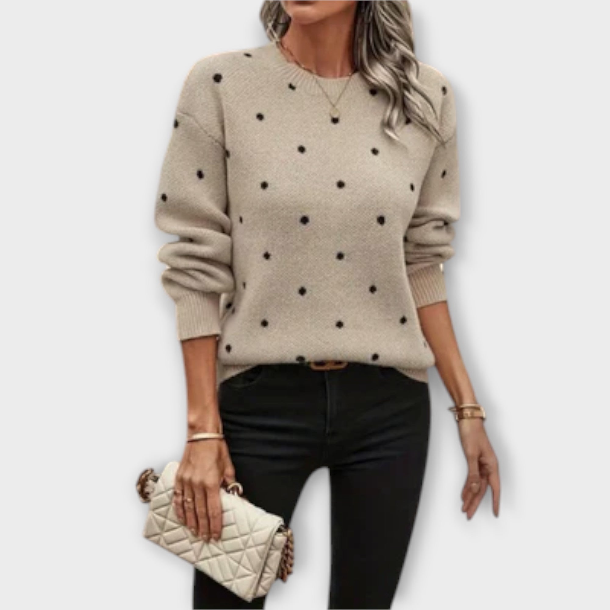 Ava | long-sleeved knitted jumper with a spotted pattern
