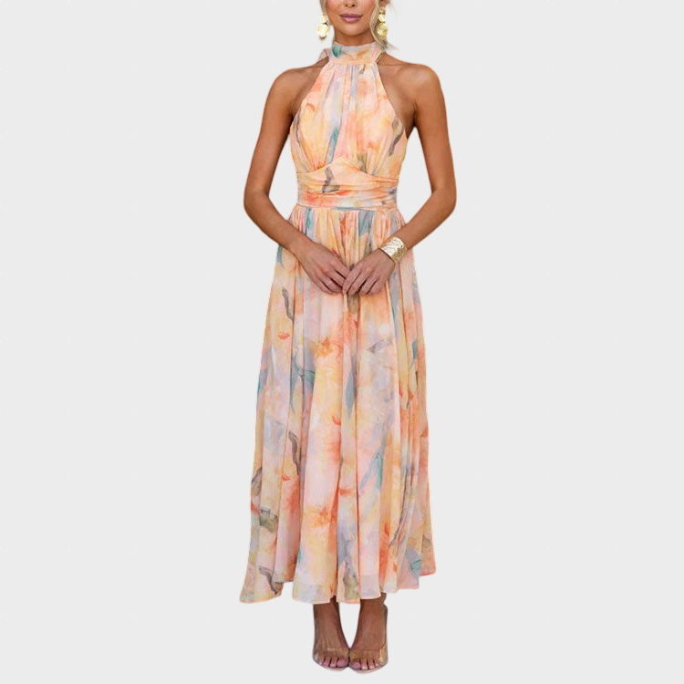 Lola | Pink Dress with Acrylic Print and Collar
