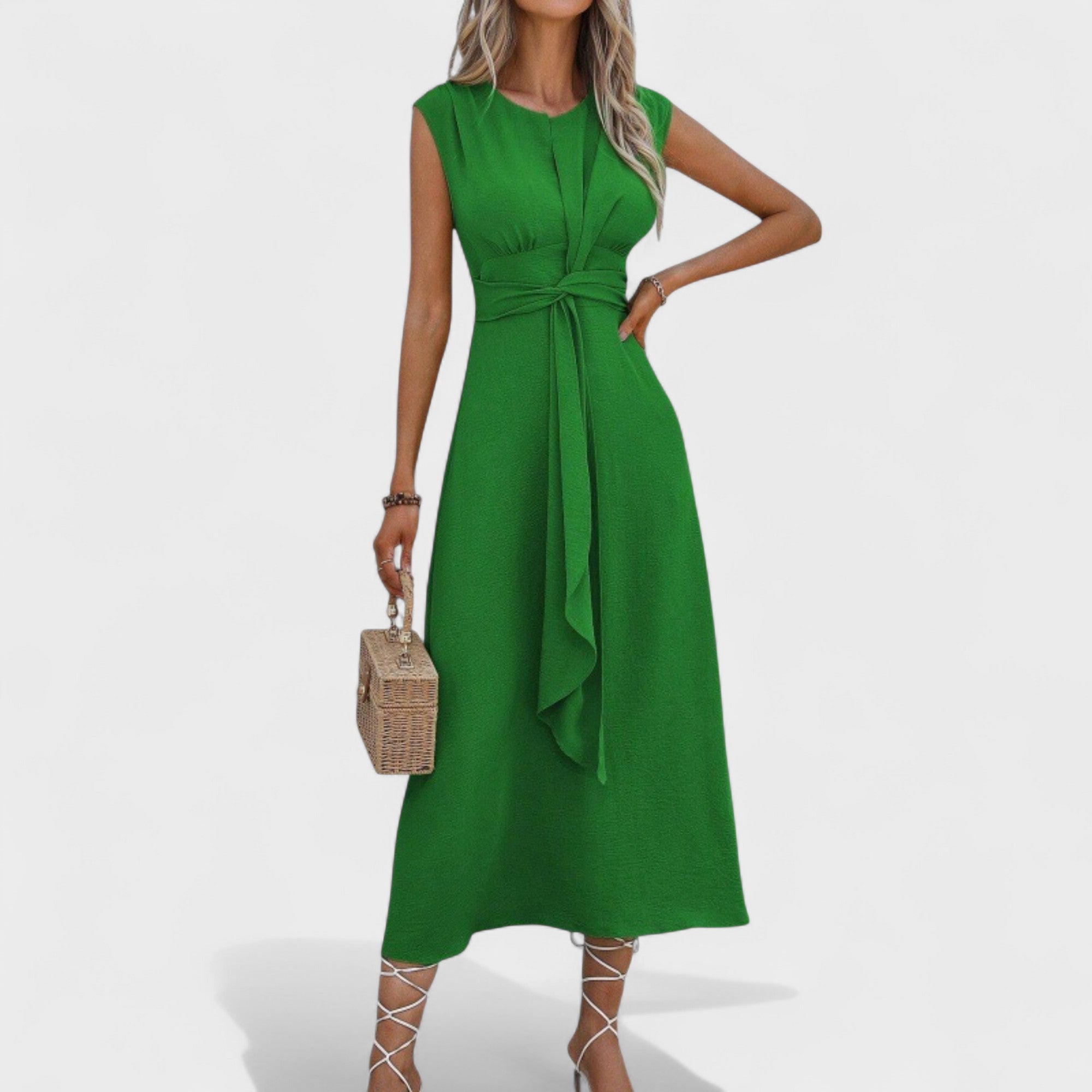 Emilia | Elegant maxi dress with no sleeves and a round neckline