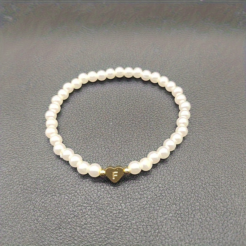 Chic Bracelet with Heart Initial (A–Z)