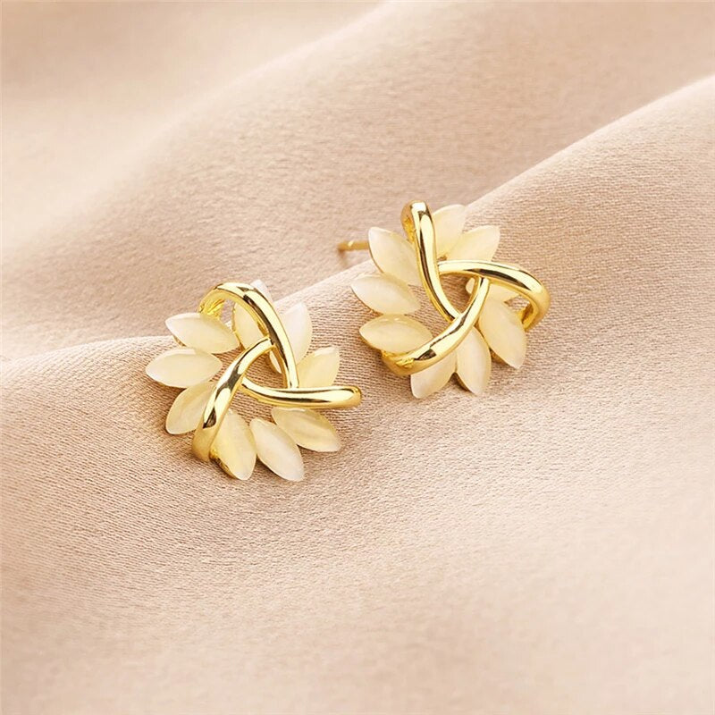 Veronica | Opal Leaf Earrings