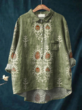 Nina | Women's Vintage Ethnic Floral Art Print Everyday Shirt