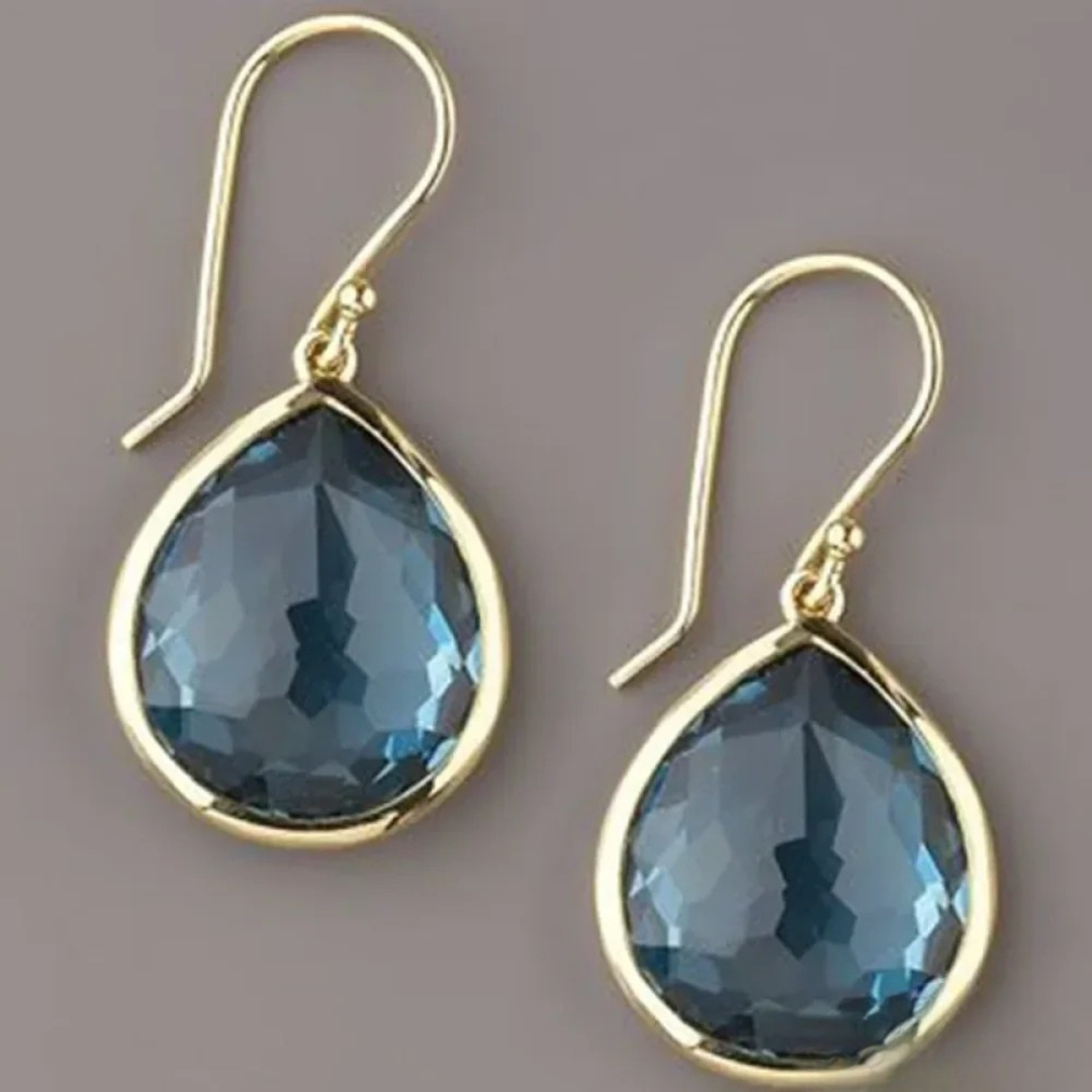 Retro Drop Earrings with Blue Crystals