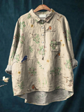 Lorelai | Printed Women's Everyday Shirt with Birds Pattern