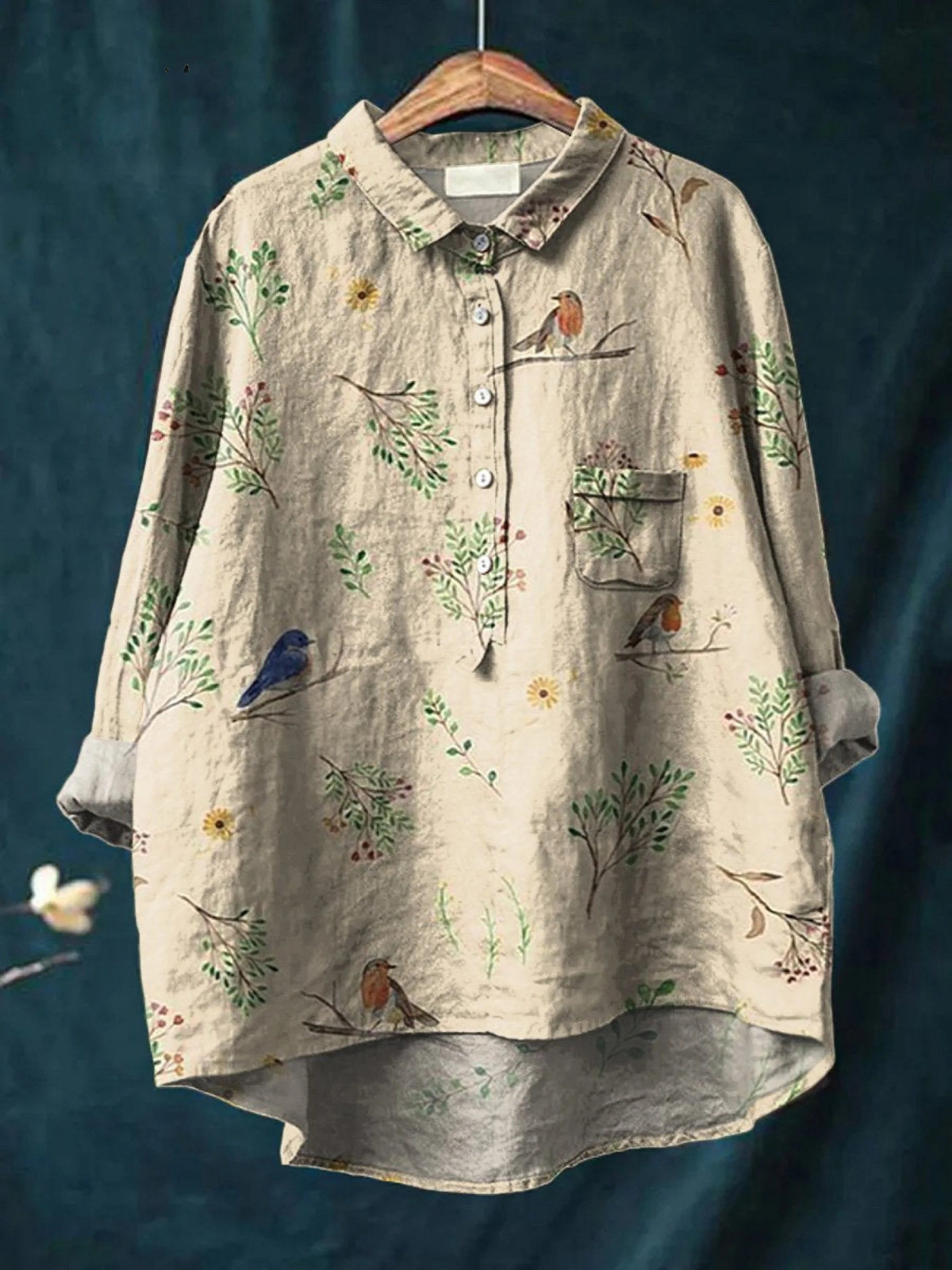 Lorelai | Printed Women's Everyday Shirt with Birds Pattern