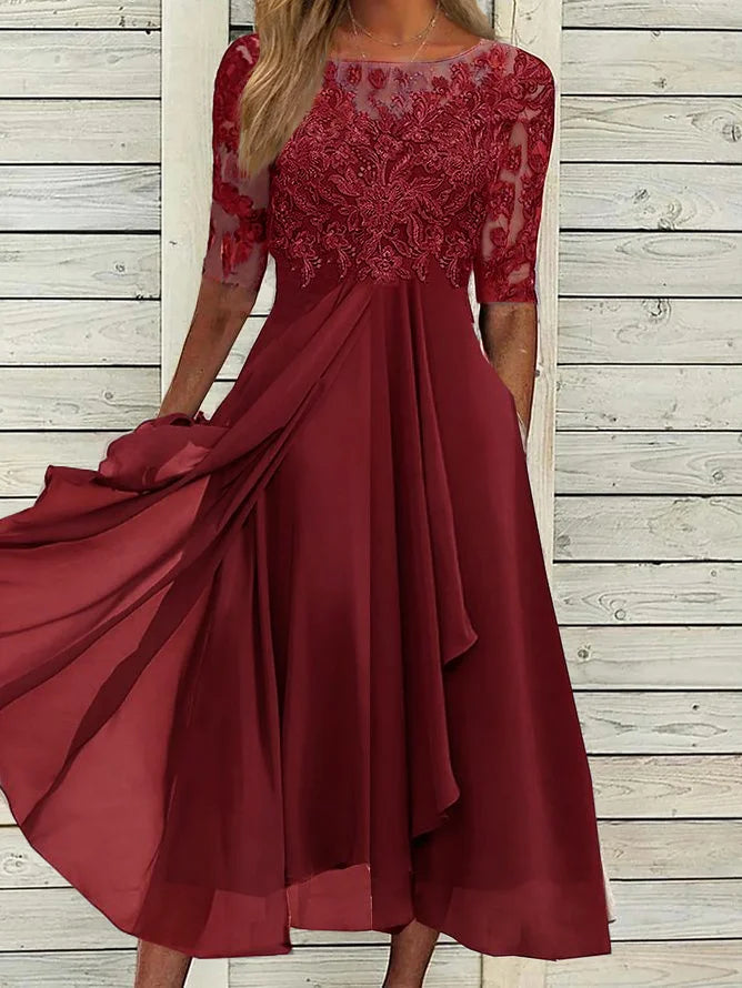 Puck | Elegant Midi Dress in Lace