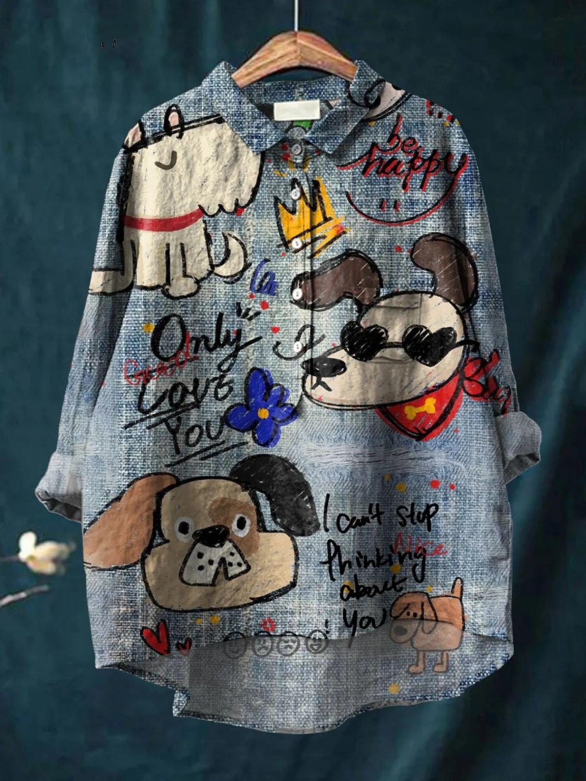 Kendra | Nunnu Koera Art Print Casual Shirt