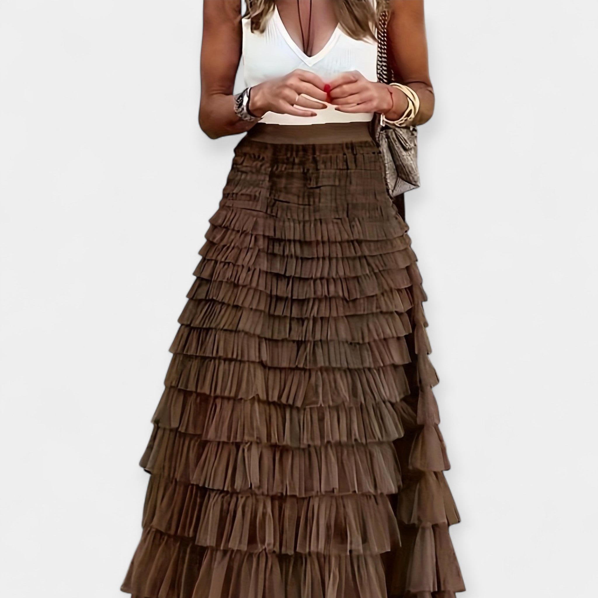 Nina | Boho Skirt with Mesh Trim