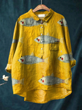 Felicity | Women's Vintage Fish Art Print Casual Shirt