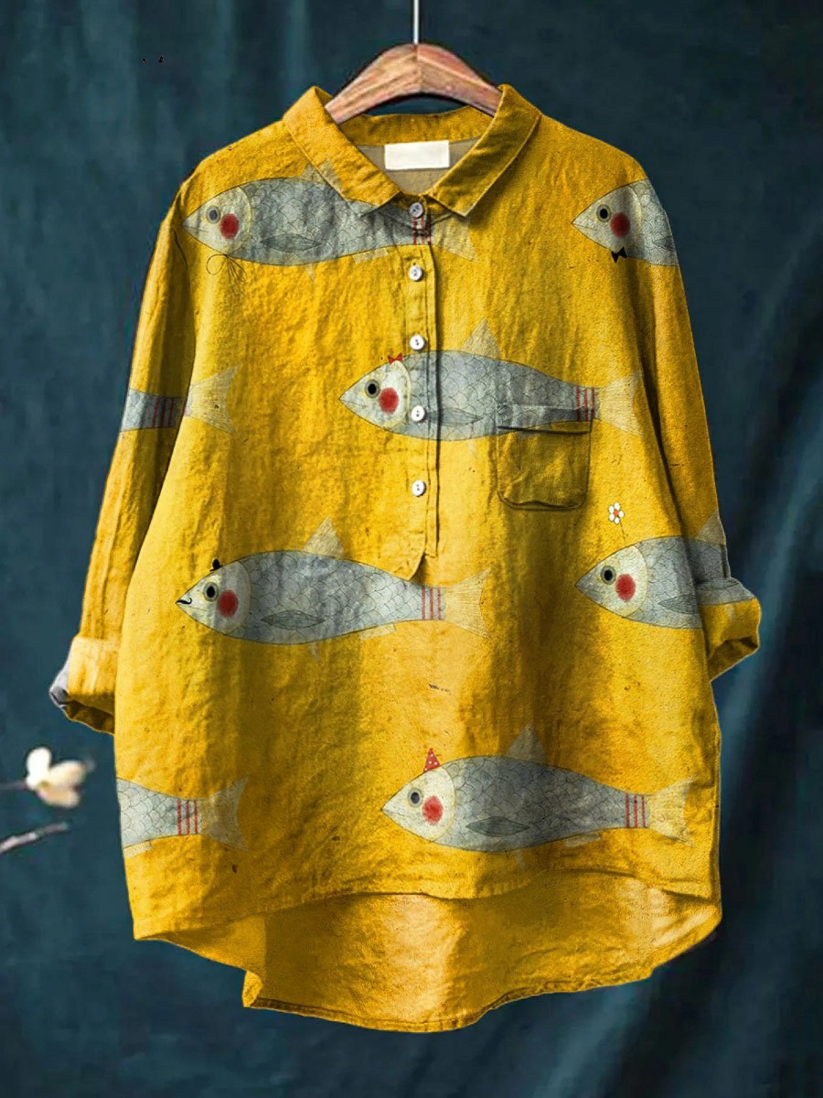 Felicity | Women's Vintage Fish Art Print Casual Shirt