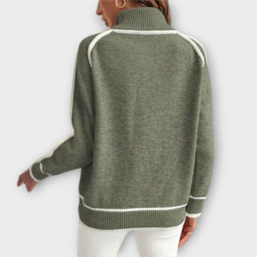 Christine | Luxurious Olive-Coloured Knitted Sweater