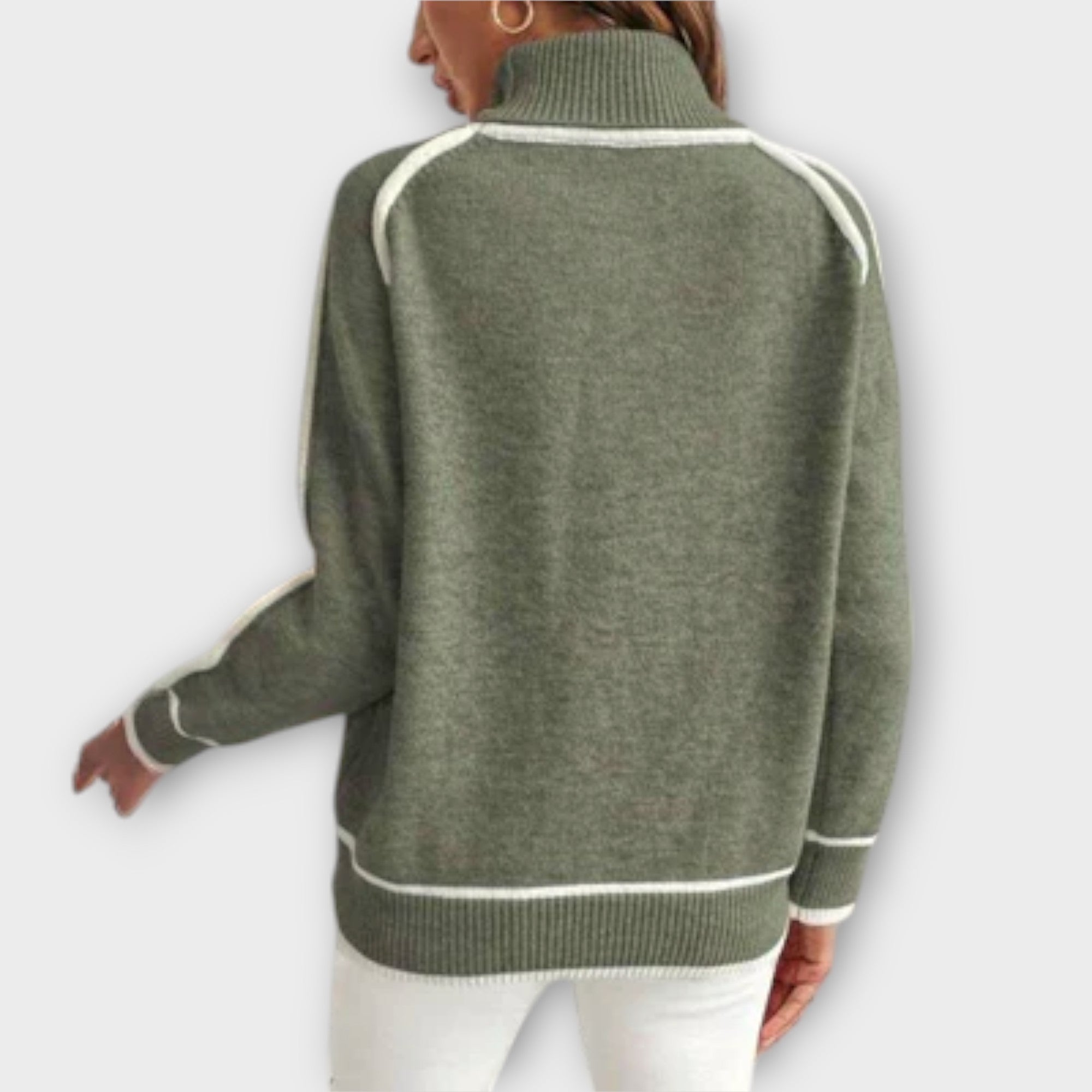 Christine | Luxurious Olive-Coloured Knitted Sweater