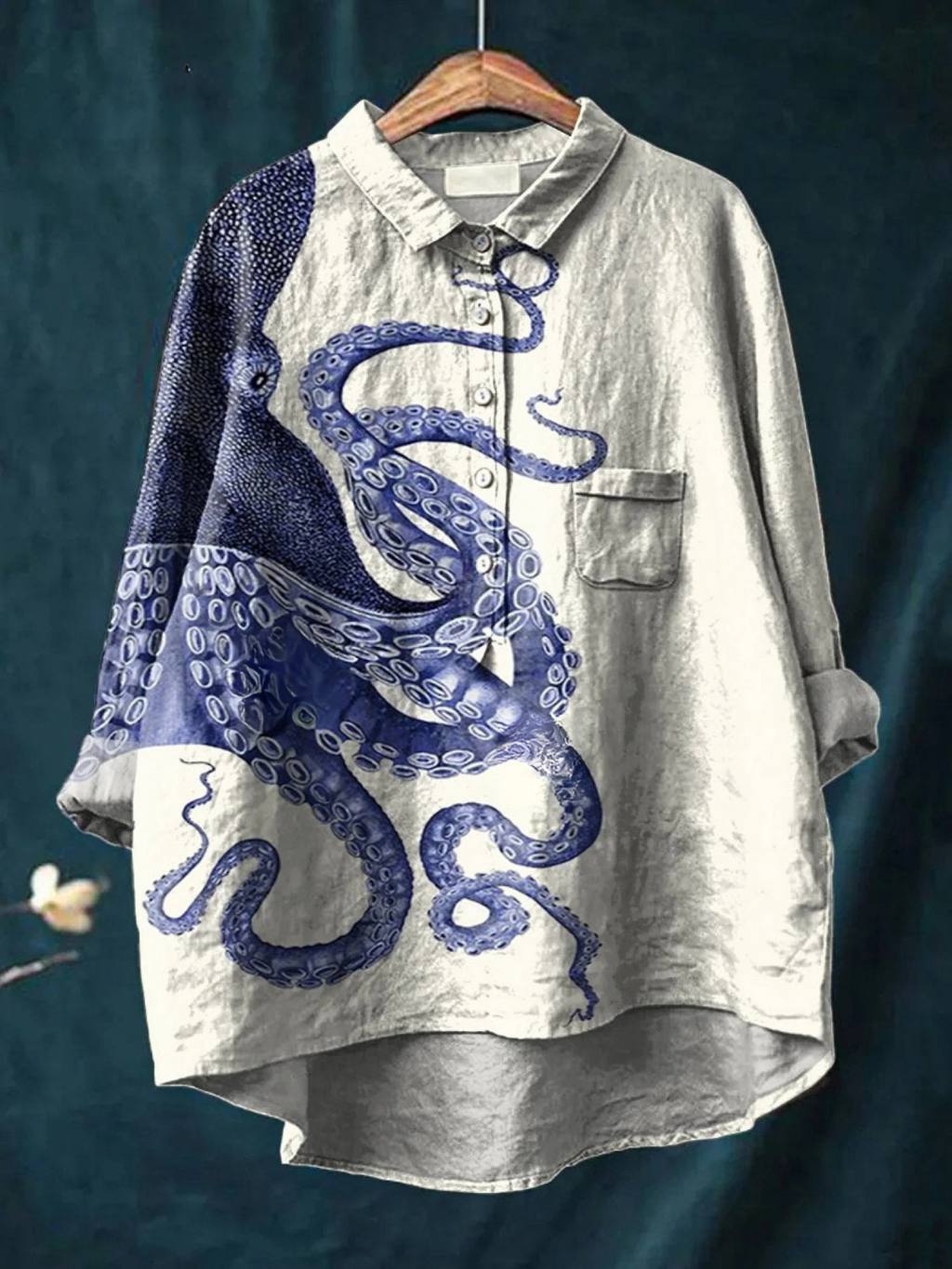 Elissa | Women's Deep Sea Octopus Print Everyday Shirt