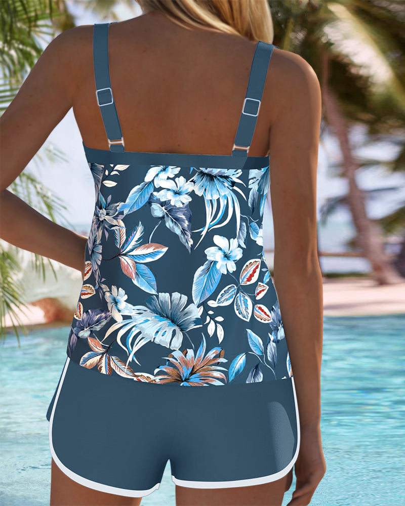 Imke | Printed U-Neck Sleeveless Tankini