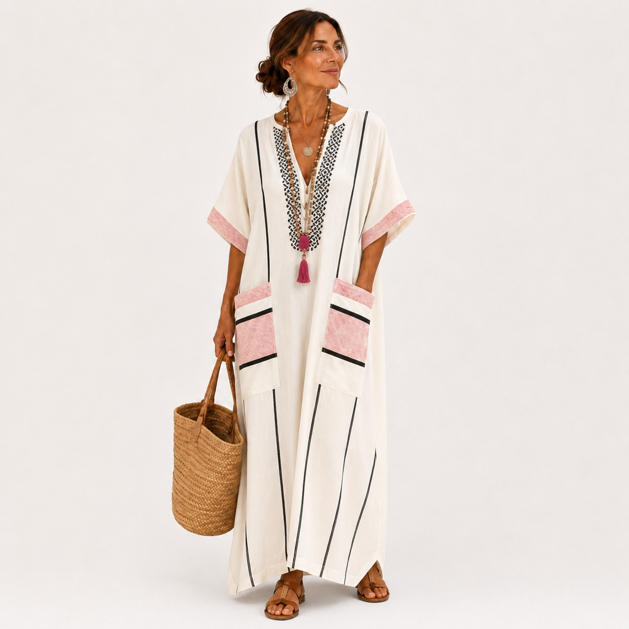 Adara Crudo Striped Kaftan