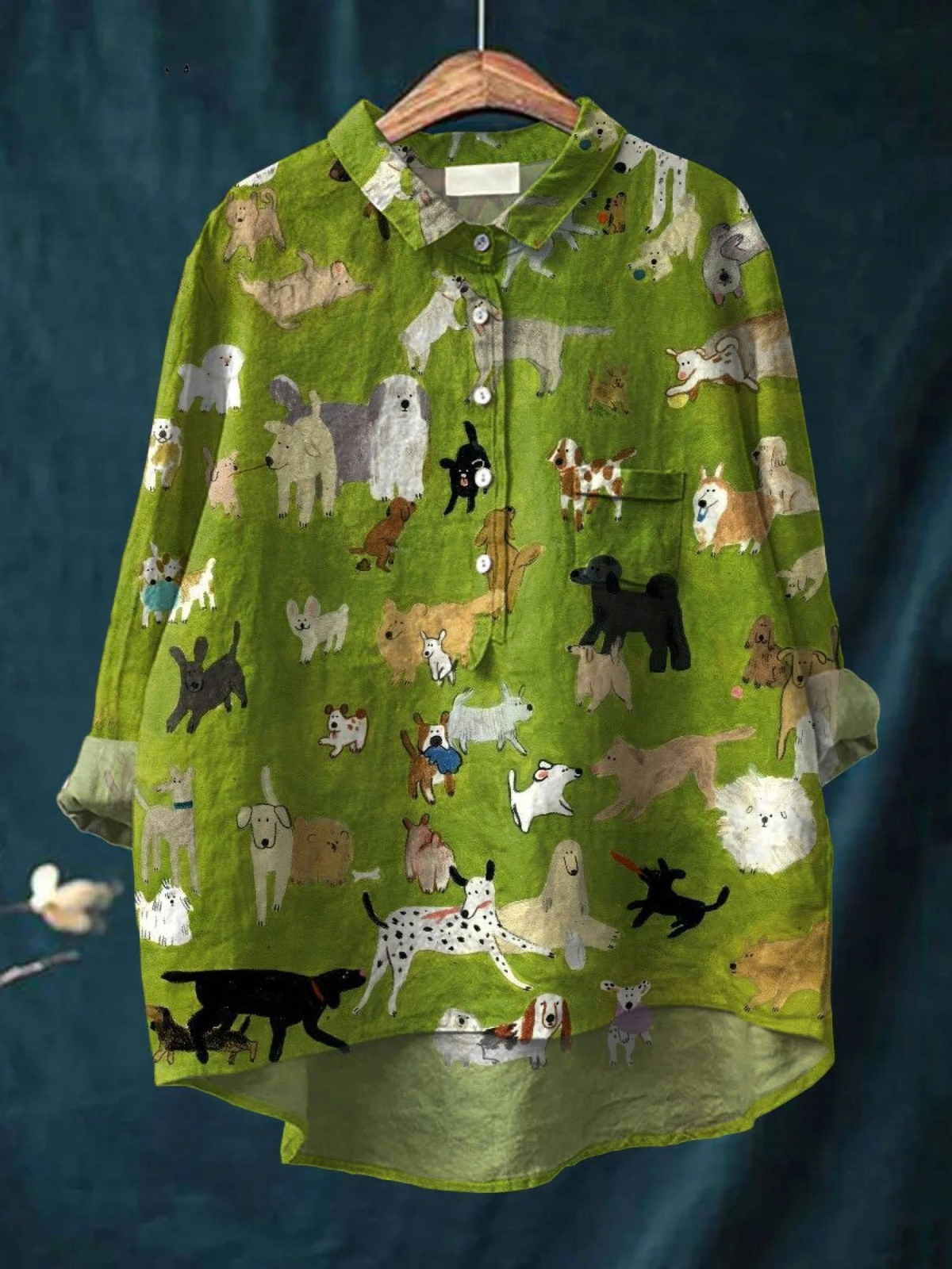 Althea | Women's Nunnu Dog Art Print Everyday Shirt