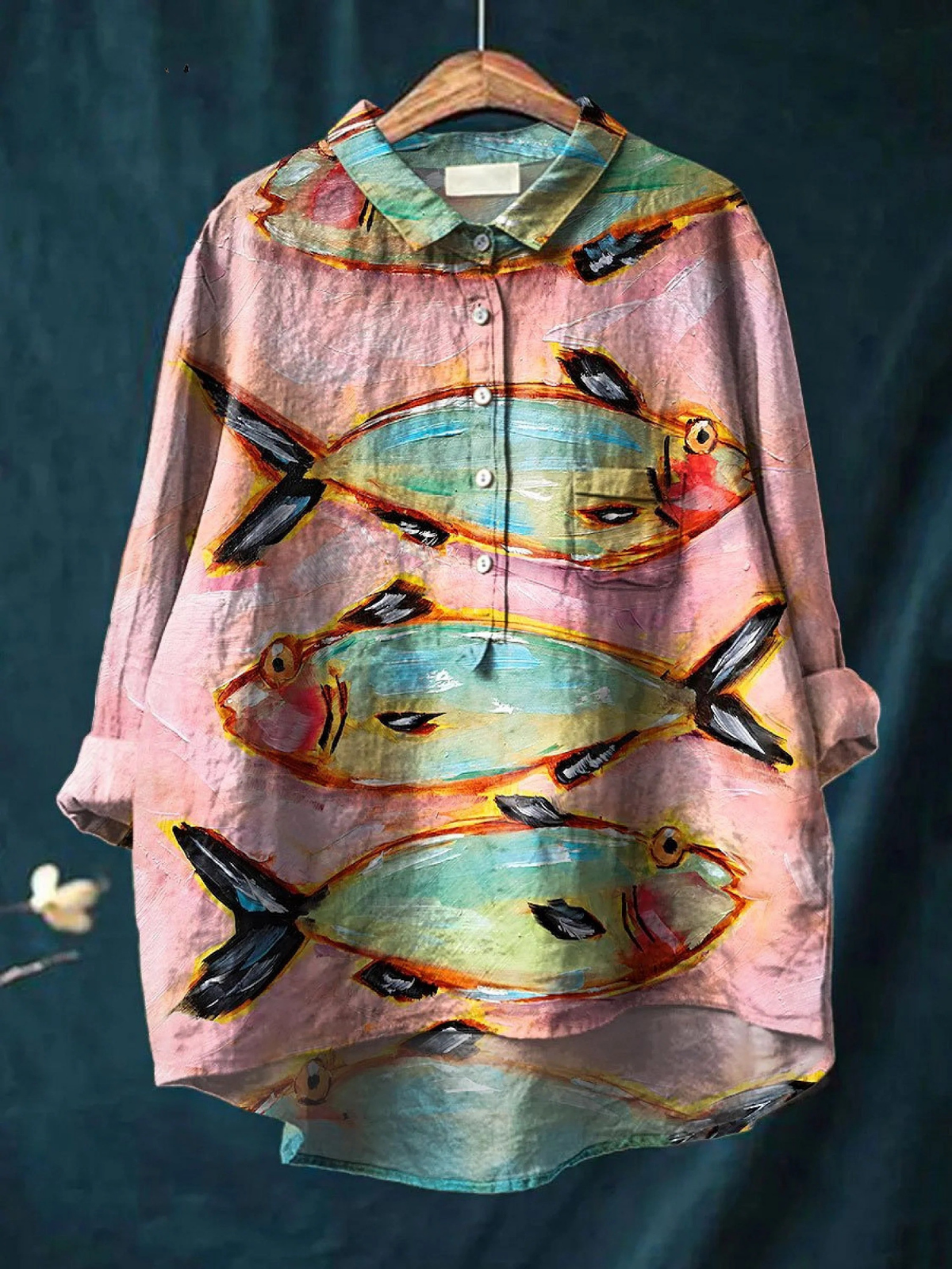 Blythe | Women's Vintage Fish Art Printed Casual Shirt