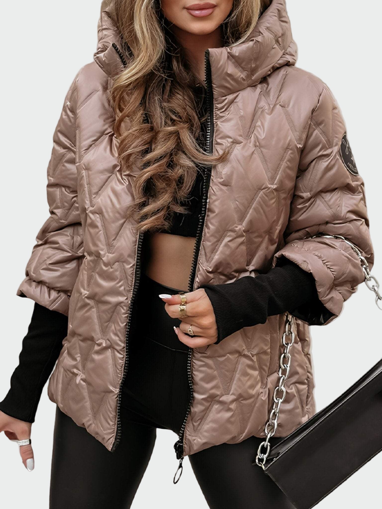 Paula | Cotton Jacket with Hood, Long Sleeves and Quilted Pattern