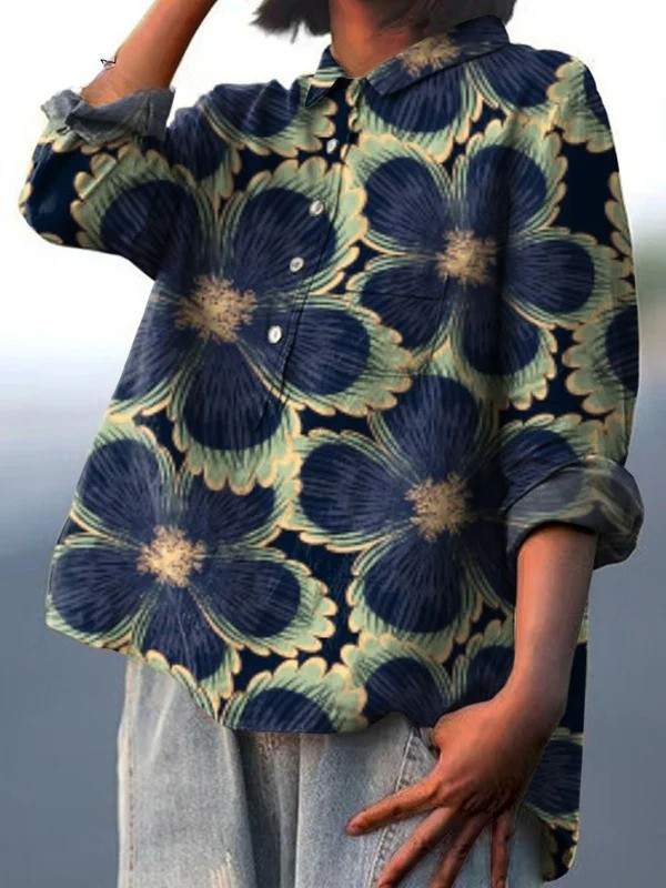 Avielle | Women's Vintage Floral Art Printed Casual Shirt
