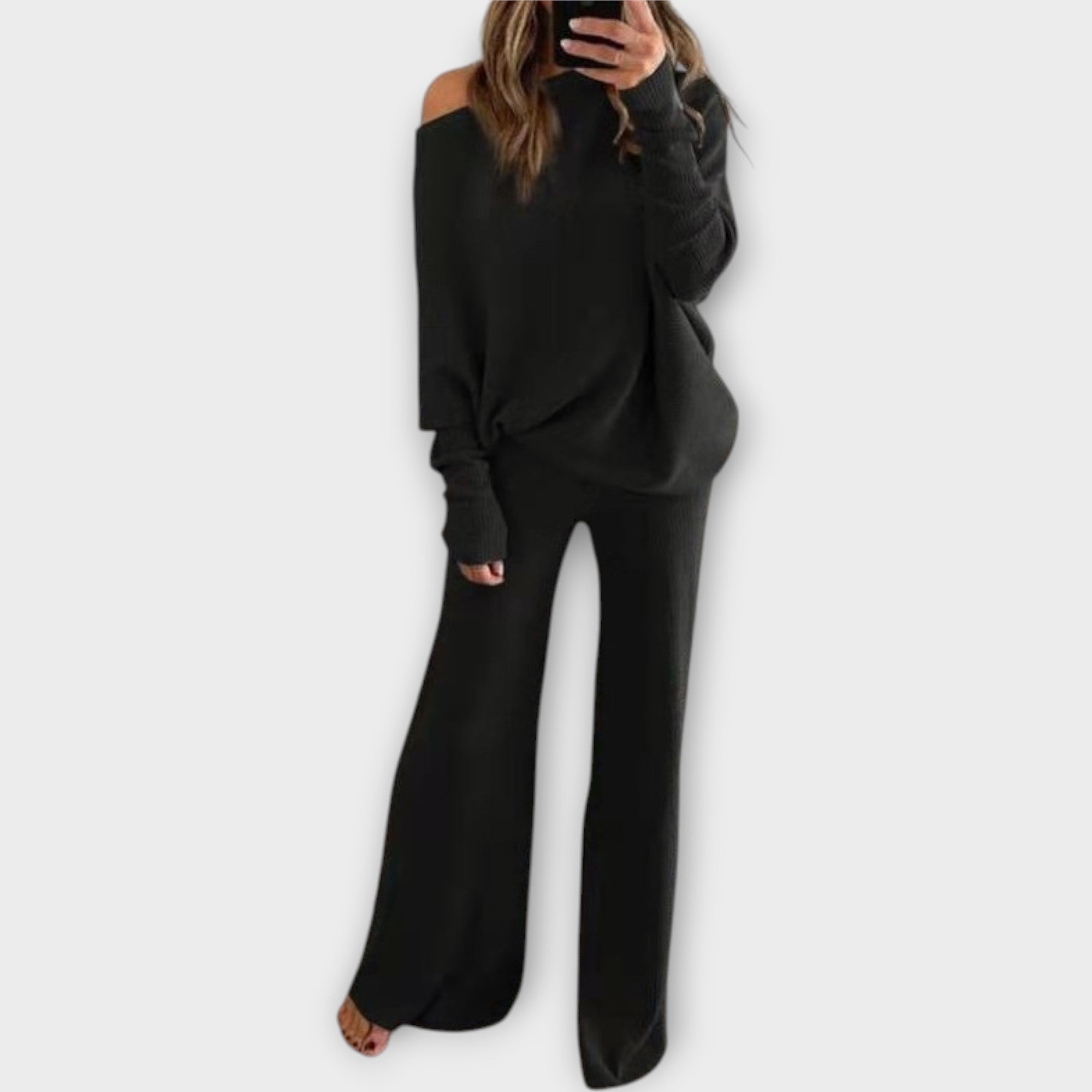 Estelle | Knitted set with wide trousers and a loose jumper
