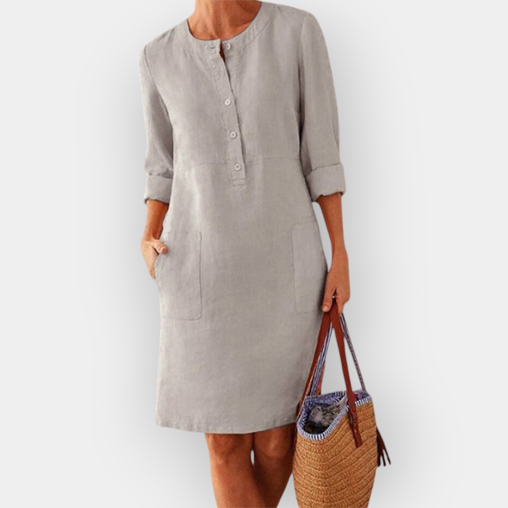 Clara | Elegant cotton midi dress with simple lines