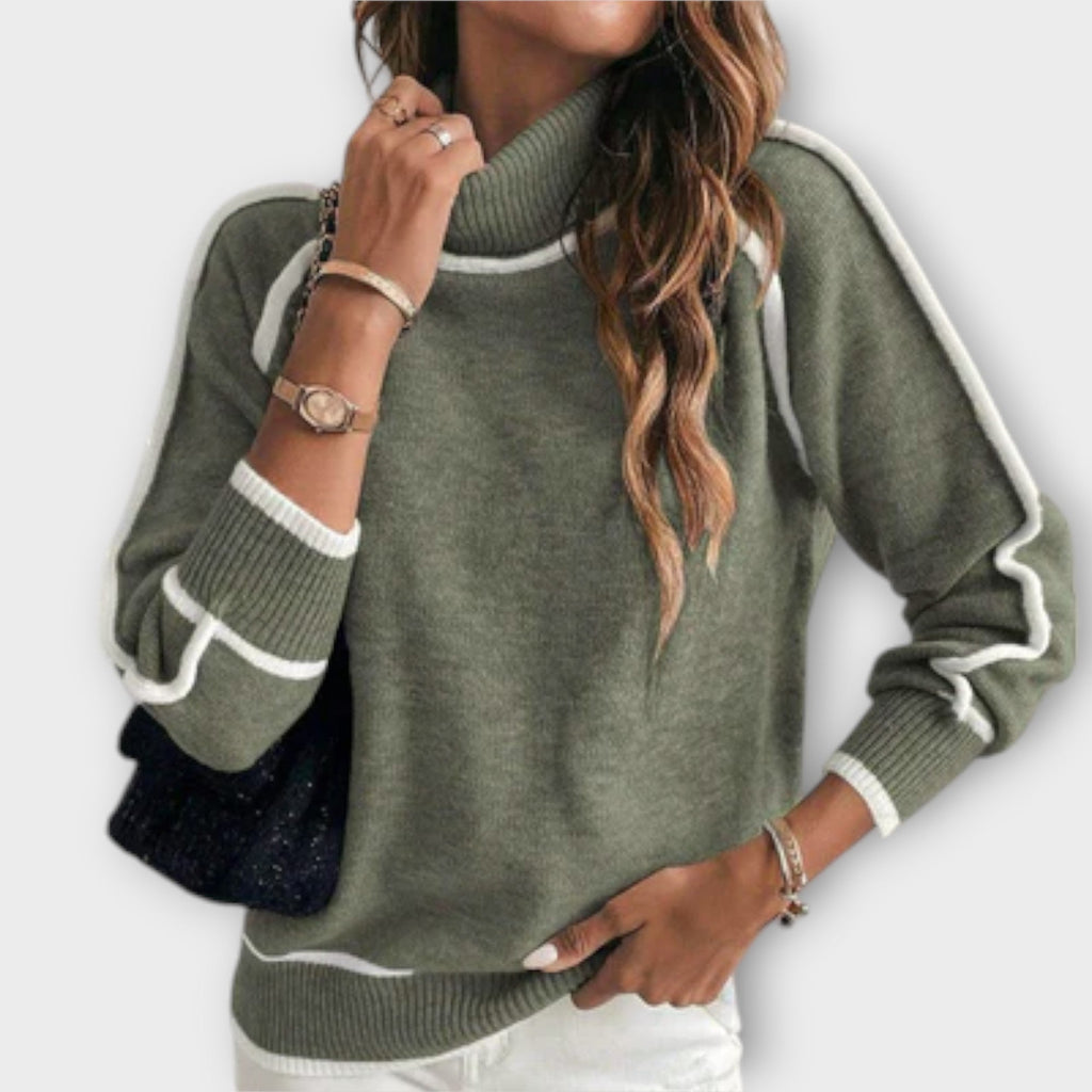 Christine | Luxurious Olive-Coloured Knitted Sweater