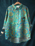 Roslyn | Women's Retro Art Print Casual Shirt