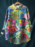 Jasimne | Women's Vintage Love Floral Art Print Everyday Shirt