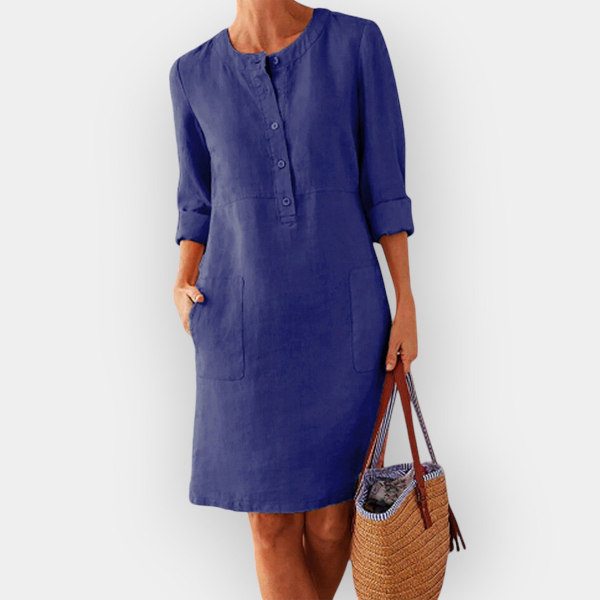 Clara | Elegant cotton midi dress with simple lines