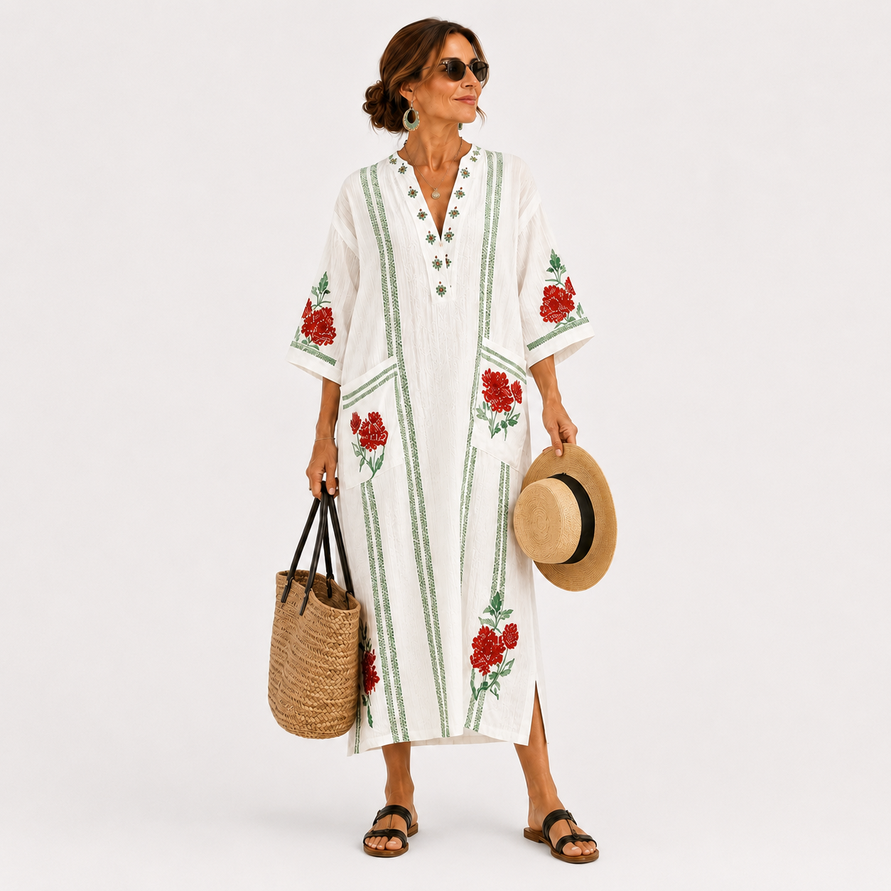 Elena White Roses Kaftan