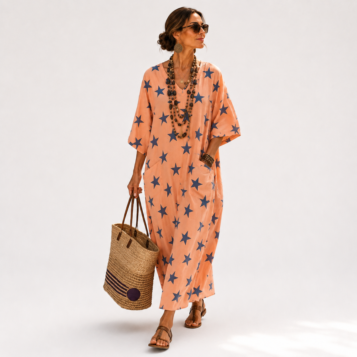 Selma Coral Stars Kaftan