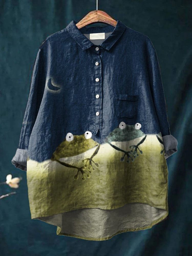 Briar | Women's Natural Frog Print Casual Shirt