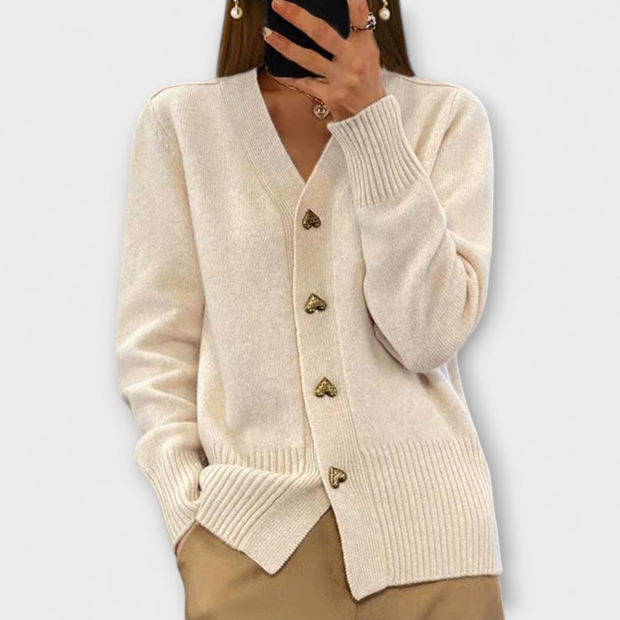 Marij | Women's V-Neck Jumper - Vintage Style Décolleté