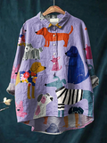 Coralie | Women's Dog Art Print Casual Shirt