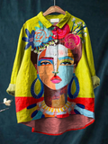 Eugen | Oil Painting Freda Portree Art Printed Women's Casual Shirt