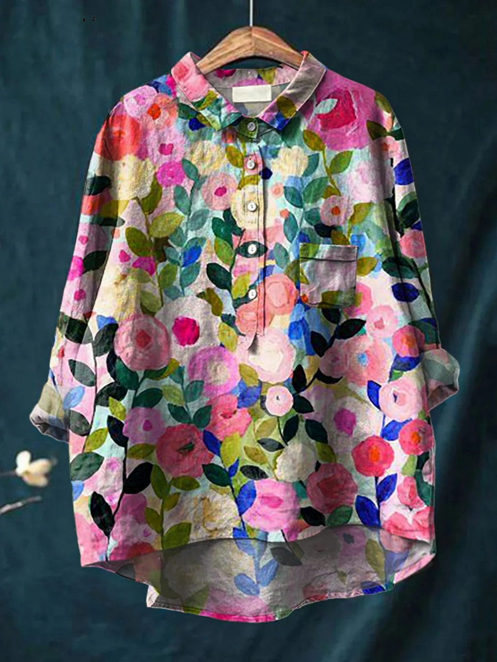 Delia | Vibrant Spring Floral Printed Women's Everyday Shirt